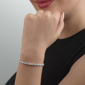 Gilded 11 and 3/8 Carat Lab-Grown Diamond Oval-Shaped Tennis Bracelet