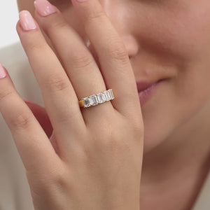 Gilded 2 and 1/2 Carat Lab-Grown Diamond Emerald-Cut Five-Stone Ring