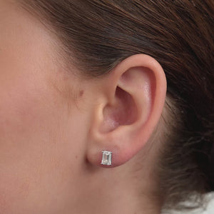 Gilded 2 Carat Lab-Grown Diamond Emerald-Cut Classic Solitaire Studs
