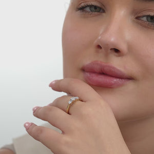 Gilded 1/4 Carat Lab-Grown Diamond Round-Shaped Three-Stone Ring Set In An Illusion Plate