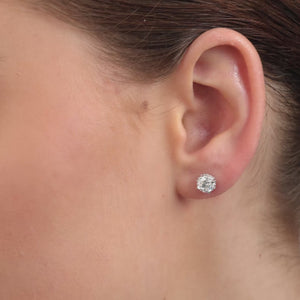 Gilded 2 Carat Lab-Grown Diamond Round-Shaped Stud Plus with a Round Halo