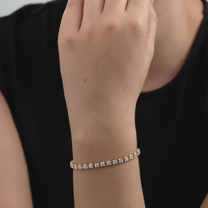Gilded 3 Carat Lab-Grown Diamond Round-Shaped Line Bracelet in a Cup Setting