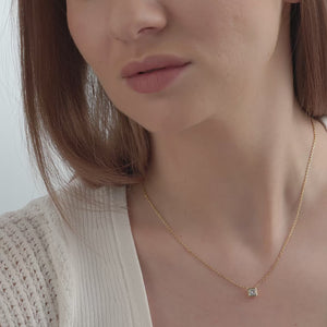 Gilded 1/2 Carat Lab-Grown Diamond Princess-Cut, Bezel-Set Station Solitaire Pendant