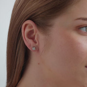 Gilded 1/4 Carat Lab-Grown Diamond Princess-Cut Stud Plus with a Cushion Halo