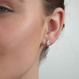 Gilded 1 Carat Lab-Grown Diamond Pear-Shaped Classic Solitaire Studs