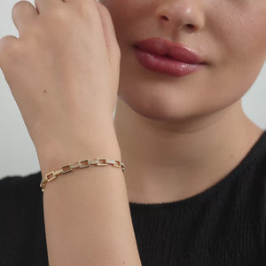 Gilded 1/6 Carat Lab-Grown Diamond Geometric Cable Fashion Bracelet
