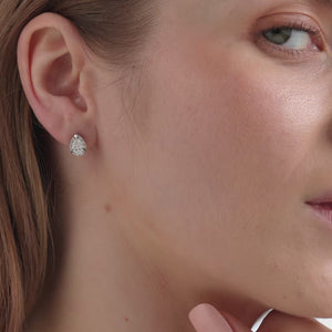 Gilded 1 and 1/2 Carat Lab-Grown Diamond Pear-Shaped Hidden Halo Stud Plus