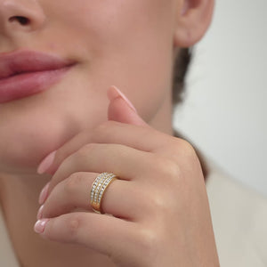 Gilded 1/2 Carat Lab-Grown Diamond Three-Row Channel Boat-Shape Anniversary Band
