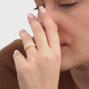 Gilded 1/2 Carat Lab-Grown Diamond Three-Row Combination of Bar and Pave-Set Anniversary Band