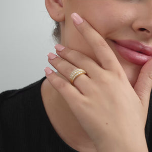 Gilded 1 Carat Lab-Grown Diamond Three-Row Milgrain Boat-Shaped Anniversary Band