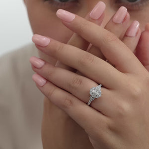 Gilded 1 Carat Lab-Grown Oval-Shaped Halo Engagement Ring with a Classic Shank