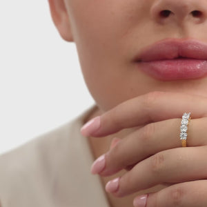 Gilded 1/4 Carat Lab-Grown Diamond Round-Shaped Five-Stone Ring Set in an Illusion Plate