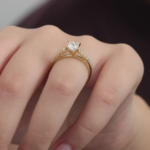 Gilded 1 and 1/4 Carat Lab-Grown Diamond Princess-Cut Solitaire Plus Engagement Ring with a Studded Shank