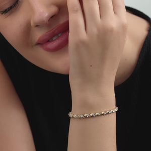 Gilded 1/4 Carat Lab-Grown Diamond Fashion Bracelet with Curved Metal Bars and Round-Shaped Centers