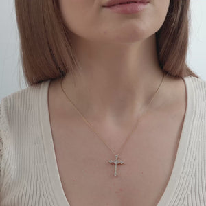 Gilded 1/2 Carat Lab-Grown Diamond Gothic-Style Multi-Center Cross Pendant