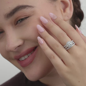 Gilded 4 Carat Lab-Grown Diamond Round-Shaped Halo Bridal Ring Set