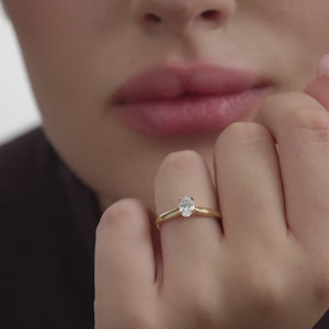 Gilded 1/2 Carat Lab-Grown Diamond Oval-Shaped Classic Solitaire Ring