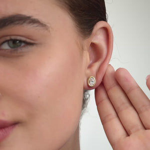 Gilded 2 Carat Lab-Grown Diamond Oval-Shaped, Bezel-Set Solitaire Studs