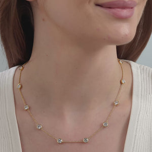Gilded 7 Carat Lab-Grown Diamond Bezel-Set Diamonds-By-The-Yard Necklace