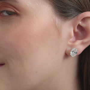 Gilded 6 Carat Lab-Grown Diamond Oval-Shaped Classic Solitaire Studs