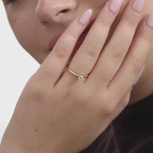 Gilded 1/4 Carat Lab-Grown Diamond Round-Shaped Classic Solitaire Ring