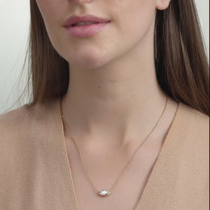 Gilded 1 Carat Lab-Grown Diamond Marquise-Shaped, Bezel-Set Station Solitaire Pendant