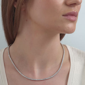 Gilded 12 Carat Lab-Grown Diamond Round-Shaped Straight Line Tennis Necklace