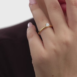 Gilded 1/2 Carat Lab-Grown Diamond Round-Shaped Classic Solitaire Ring