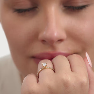 Gilded 3/4 Carat Lab-Grown Diamond Princess-Cut Solitaire Plus Engagement Ring with a Classic Shank