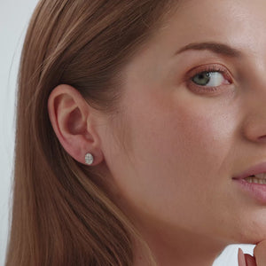 Gilded 1 and 3/8 Carat Lab-Grown Diamond Oval-Shaped Hidden Halo Stud Plus