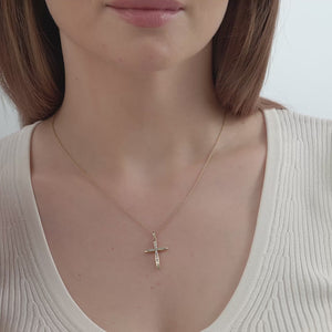 Gilded 1/4 Carat Lab-Grown Diamond Tapered Edge Cross Pendant