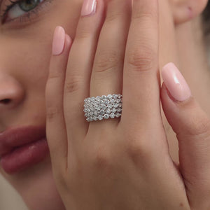 Gilded 3 Carat Lab-Grown Diamond Five-Row Shared-Prong Domed Anniversary Band