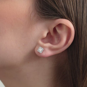 Gilded 1 Carat Lab-Grown Diamond Princess-Cut Solitaire Studs Plus with a Delicate Halo