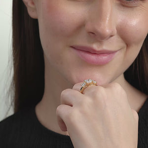 Gilded 3 Carat Lab-Grown Diamond Princess-Cut Three-Stone Ring