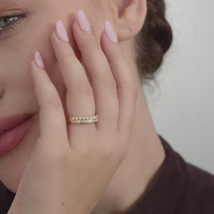 Gilded 1/2 Carat Lab-Grown Diamond Two-Row Crown-Inspired Anniversary Band