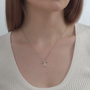 Gilded 1/4 Carat Lab-Grown Diamond Channel-Set Cross Pendant with Rounded Edges