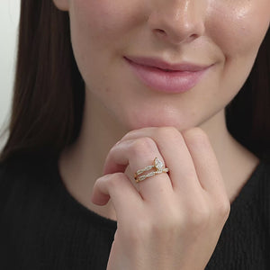 Gilded 3/4 Carat Lab-Grown Diamond Pear-Shaped Modern Bridal Ring