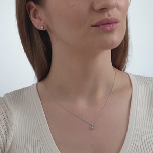 Gilded 1/10 Carat Lab-Grown Diamond Round-Shaped Two-Piece Earring and Pendant Set in a Heart-Shaped Illusion Plate