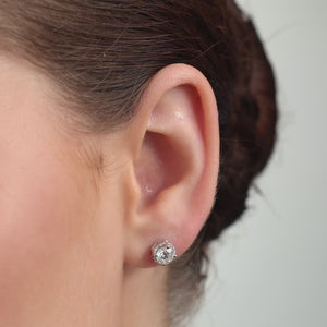 Gilded 1 and 1/2 Carat Lab-Grown Diamond Round-Shaped Hidden Halo Stud Plus