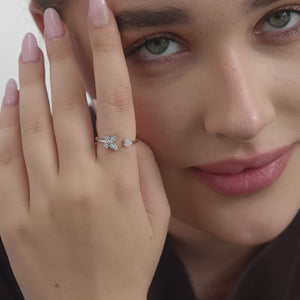 Gilded 1/10 Carat Lab-Grown Diamond Butterfly Heart Stack Ring