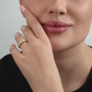 Gilded 1/2 Carat Lab-Grown Diamond Wave Setting Anniversary Band