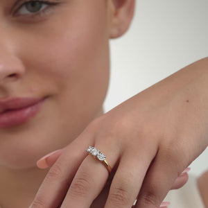 Gilded 1/2 Carat Lab-Grown Diamond Round-Shaped Three-Stone Ring Set In An Illusion Plate