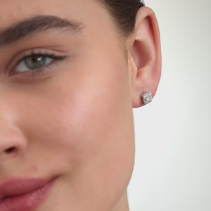 Gilded 1 Carat Lab-Grown Diamond Round-Shaped Stud Plus with a Cushion Halo
