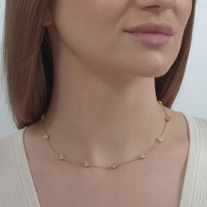 Gilded 5 Carat Lab-Grown Diamond Bezel-Set Diamond-By-The-Yard Necklace