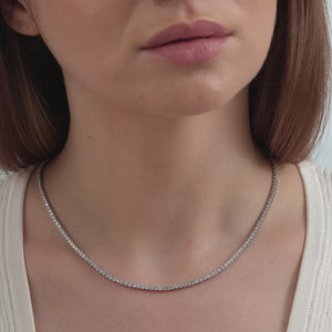 Gilded 10 Carat Lab-Grown Diamond Round-Shaped Straight Line Tennis Necklace