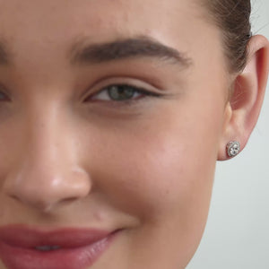 Gilded 1 and 1/2 Carat Lab-Grown Diamond Round-Shaped Stud Plus with a Petite Halo