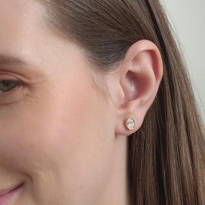 Gilded 1 Carat Lab-Grown Diamond Oval-Shaped, Bezel-Set Solitaire Studs