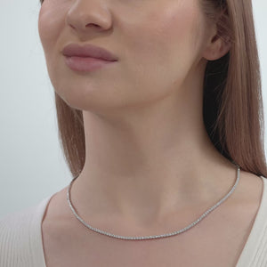 Gilded 3 Carat Lab-Grown Diamond Round-Shaped Straight Line Tennis Necklace