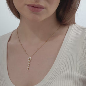 Gilded 1 Carat Lab-Grown Diamond Bezel-Set Necklace with Diamond Stations