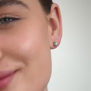 Gilded 1 Carat Lab-Grown Diamond Round-Shaped Hidden Halo Stud Plus